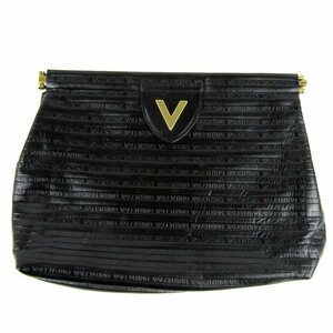 マリオ・ヴァレンティノ クラッチバッグ イタリア製 Vロゴ ポーチ ブランド 鞄 黒 レディース ブラック MARIO VALENTINO
