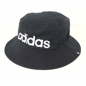 アディダス バケットハット コットン ロゴ 帽子 バケハ ブランド レディース メンズ 58cmサイズ ブラック adidas