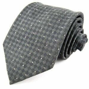  M *si-* M brand necktie checker pattern square dot pattern silk men's gray MCM