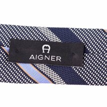 アイグナー ブランドネクタイ ストライプ柄 シルク イタリア製 メンズ ネイビー AIGNER_画像3