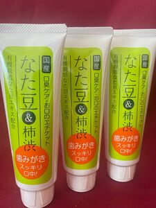 なた豆&柿渋歯みがき120g ・　3本セット　なた豆　歯磨き粉　柿渋　口臭　予防　120g× 3本セット　有機栽培なた豆エキス配合