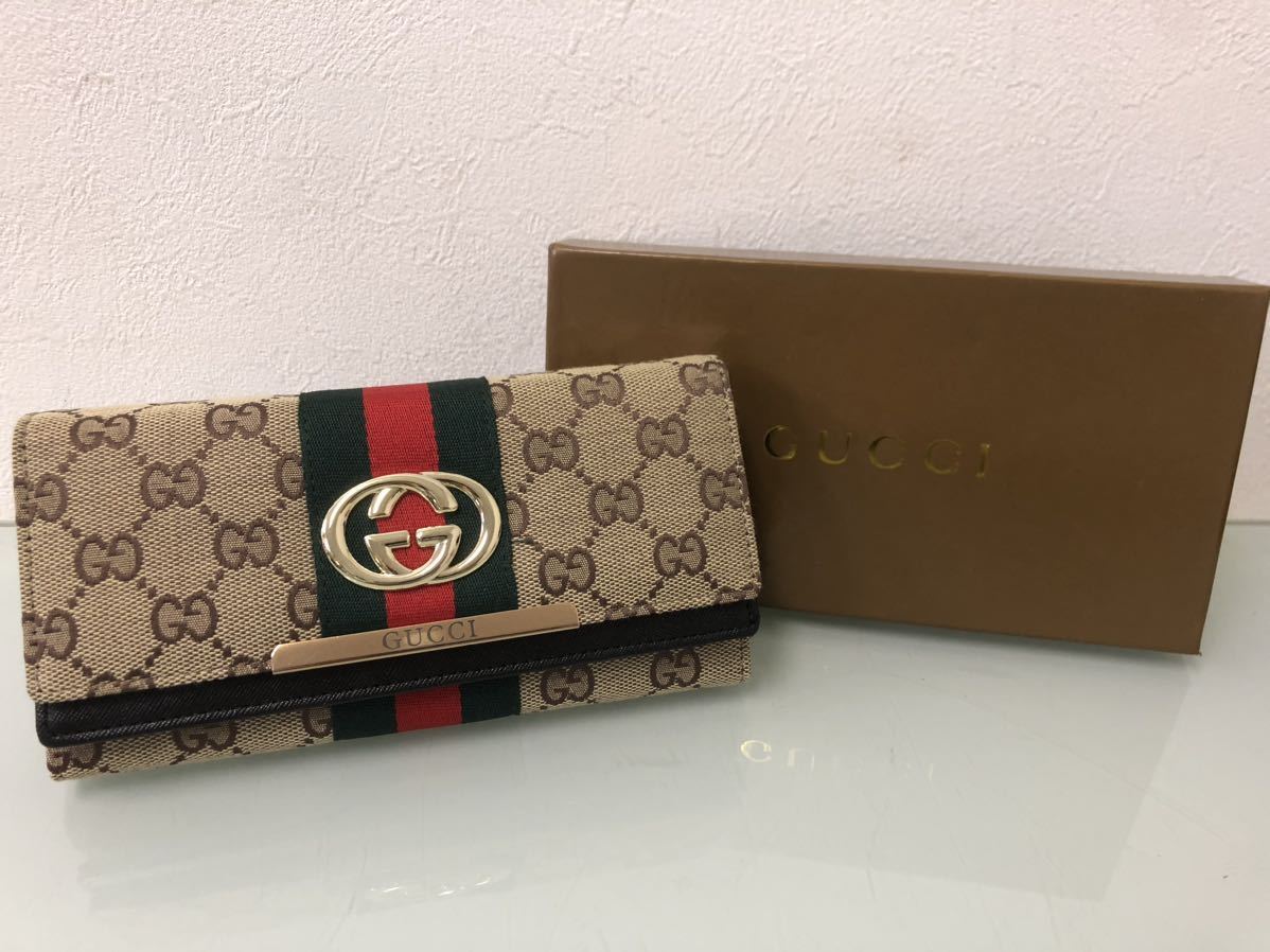 GUCCIシマレザーラインマイクロ長財布-