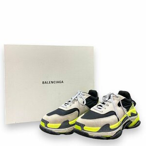 42 27.5cm BALENCIAGA TRIPLE S Black Neon Green Light Grey スニーカー グレー イエロー 533888 W09T2 1293 バレンシアガ トリプルS