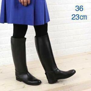 [UMOu-mo| unused with translation ]medusemete.-sFLAMBOR long rain boots boots lady's | black 36( approximately 23.0) UX000190