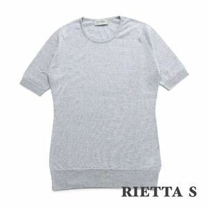 【ジョンスメドレー JOHN SMEDLEY／新品】Wool 100% クルーネック半袖セーター／RIETTA ／SLIM FIT／S／BARDOTGREY グレー／NJ001980