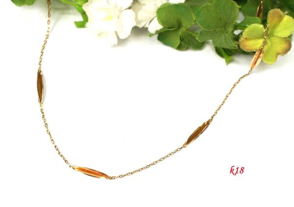 K18 デザイン ネックレス 2.32g レトロ 42.5cm 【送料無料】【ゴールド】