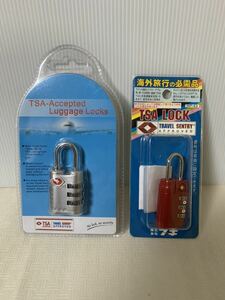 TSA LOCK ロック ダイヤル式南京錠 2個セット/鍵/海外旅行スーツケース等に/シルバー未開封/部品取り用/梱包材、紙類小傷汚れ等経年