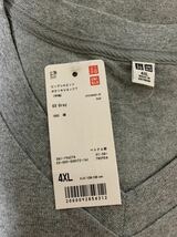 タグ付 UNIQLO ユニクロ ビックシルエット ポケツキVネックT/半袖T/4XL/グレー/灰色/Gray/綿100%/チェスト128～136cm/大きめ/保管のヨレ等_画像8