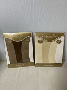 説明文必読/未使用 Christian Dior クリスチャンディオールストッキング2足セット/Mサイズ/アイボリー/ピアノラ/レトロ/梱包材経年小傷黴等