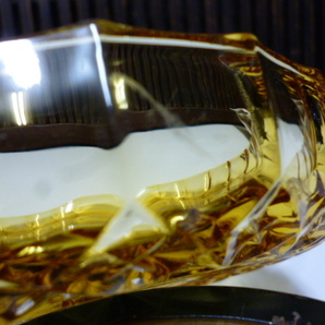 昭和レトロ ガラス 器 鉢 皿 セット アンバー 琥珀 切子 プレス プレート アンティーク キッチン インテリア ディスプレイ 什器 (ニの画像7