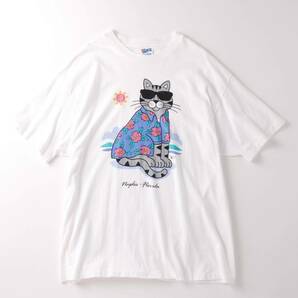 【極美品】Vintage Teeshirt Naples Florida Aloha cat ヴィンテージ Tシャツ アニマルプリント アロハ 猫 USA製 白 サイズXL 希少