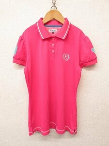 k6334：FILA GOLF (フィラ ゴルフ)レディース 半袖ポロシャツ LL/XL ゴルフウェア ロゴ刺繍/ワッペン付き ピンク：35