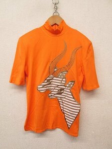 k6351：イタリヤ伊太利屋 ストーン付き カットソー 9A2 半袖Tシャツ ハイネックシャツ オレンジ/レディース：35