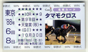 Art hand Auction ★非売品 タマモクロス 天皇賞(秋) 単勝馬券型 カード JRA Gate J. 名馬カード 南井克巳 天皇賞(春) 写真 画像 競馬カード 即決, スポーツ, レジャー, 競馬, その他