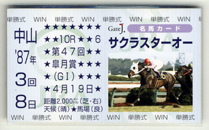 ★非売品 サクラスターオー 第47回皐月賞 単勝馬券型 カード ＪＲＡ Gate J.名馬カード 東信二 菊花賞 写真 画像 競馬カード 即決