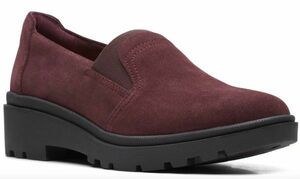 Clarks 23cm ウエッジ チャンキー ローファー 軽量 こっくり バーガンディ 秋色 テラコッタ スリッポン スニーカー パンプス 限11