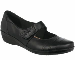 Clarks Clarks 26.5cm Flat black black leather strap me Lee je-n ballet Wedge sandals Loafer pumps 625