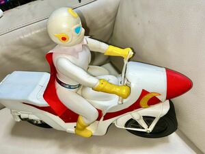 昭和レトロ 月光仮面　ソフビ　大型ムーンライト号　当時物 ポリ製超大型バイク　