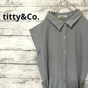 新品 titty&Co. ストライプシャツワンピース ノースリーブ タグ付き