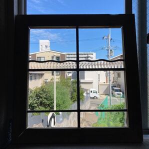 8s-1258 アンティークステンドグラス カラーレス/格子柄/上下使い可 1920年代英国製/イギリス製