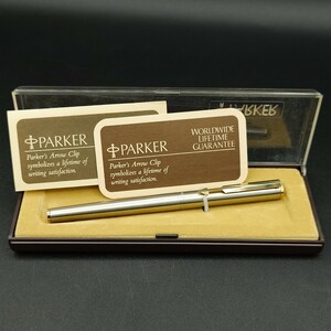 【保管品・箱付・生涯保証カード付】パーカー PARKER ボールペン アメリカ製 シルバー色