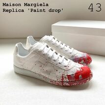 新品 メゾンマルジェラ Maison Margiela レプリカ Replica ペイントドロップ スニーカー 43 定8.58万 白 ホワイト ペンキ 28㎝ 送料無料_画像1