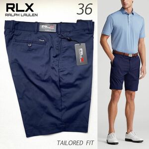 新品 RLX ポロ ラルフローレン ストレッチ テーラードフィット ゴルフ ショートパンツ 36 ネイビー メンズ ショーツ パンツ POLO 送料無料