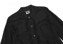 ブラックコムデギャルソンBLACK COMME des GARCONS キュプラフリル装飾ラウンドカラーシャツ 黒M 【レディース】_画像3