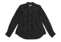 ブラックコムデギャルソンBLACK COMME des GARCONS キュプラフリル装飾ラウンドカラーシャツ 黒M 【レディース】_画像2