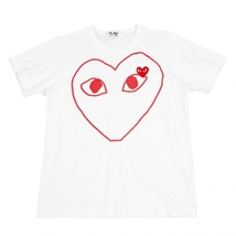 プレイ コムデギャルソンPLAY COMME des GARCONS ハートプリントワッペンTシャツ 白L 【レディース】_画像1