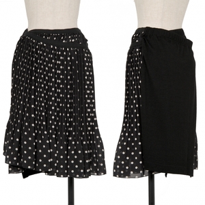  Junya Watanabe Comme des Garcons dot print pleat switch wool ni trap skirt black S [ lady's ]