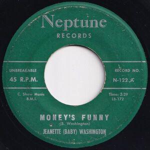 Jeanette (Baby) Washington Money's Funny / Nobody Cares Neptune US N-122 203891 R&B R&R レコード 7インチ 45