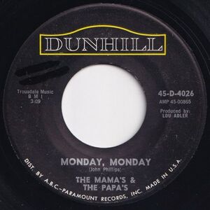 Mama's & The Papa's Monday, Monday / Got A Feelin' Dunhill US 45-D-4026 203935 ROCK POP ロック ポップ レコード 7インチ 45