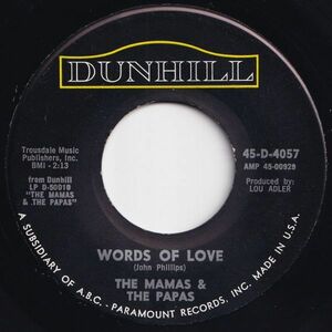 Mama's And The Papa's Words Of Love / Dancing In The Street Dunhill US 45-D-4057 203994 ロック ポップ レコード 7インチ 45