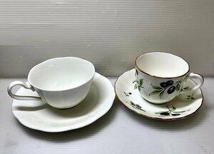 未使用　訳あり！！　Noritake　ノリタケ　コンテンポワリ―　フルーツ柄　C＆S　 ボーンチャイナ　ホワイト　C＆S　計2客　