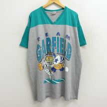 XL/古着 半袖 ビンテージ フットボール Tシャツ メンズ 90s ガーフィールド 大きいサイズ ロング丈 ツートンカラー コットン クルーネ_画像1