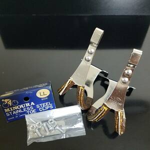 MINOURA STAINLESS STEEL TOE CLIPS 革巻き 取付小物と工具付き トゥークリップ (LLサイズ) ミノウラ 未使用品