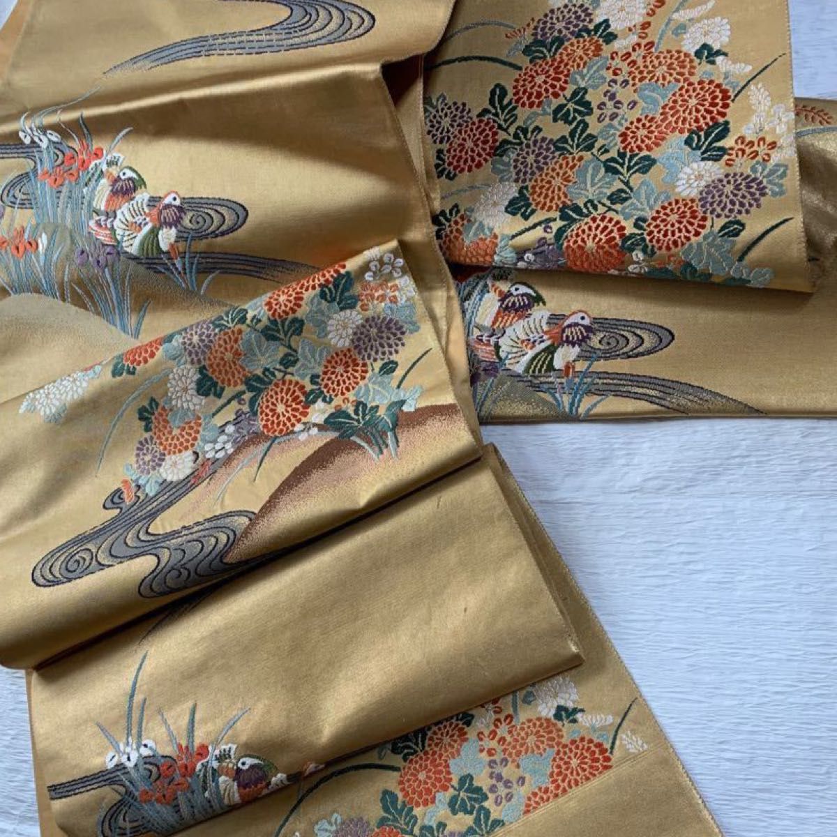 6657 地紙花文様 正絹袋帯 美品|PayPayフリマ