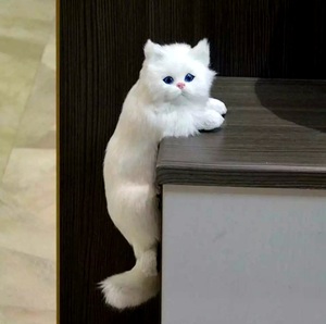 猫の雑貨　HANAKO　ぶら下がり猫　白い猫　リアル仔猫　猫の置物　猫のぬいぐるみ