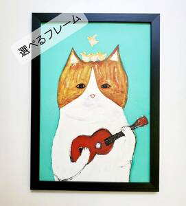  Northern Europe style cat. poster campus art A4 size frame attaching bee crack cat A7 ukulele cat. miscellaneous goods HANAKO