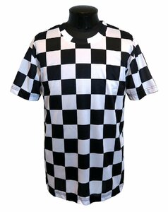 新品 5XLサイズ チェッカーフラッグ Tシャツ 540 白×黒 市松模様 ホワイト ブラック F1 パイロット ポールポジション ロック モード