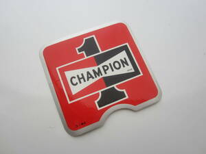 CHAMPION 1 スパークプラグ チェッカーフラッグ チャンピオン 旧車 ステッカー/当時物 自動車 バイク デカール S75