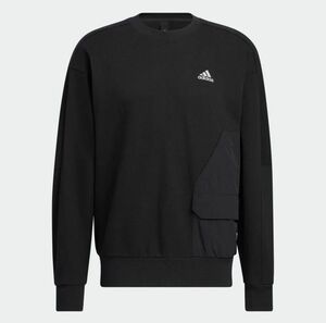 アディダス ADIDAS メンズ サイドポケット クルー スウェット トレーナー シャツ 黒 HP1385-M