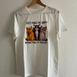 シーインSHEIN☆猫プリントTシャツ　新品未使用　白　M