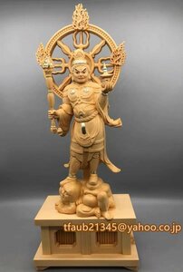 総檜木材 仏教工芸品　木彫仏像　最高級品　仏師手仕上げ品　毘沙門天立像