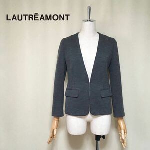 【美品】LAUTREAMONT ロートレアモン 定価3.6万 ストレッチポンチVカラージャケット 38/Mサイズ グレー レディース ノーカラージャケット