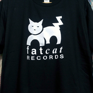 送込　fat cat　RECORDS　半袖Tシャツ　黒色　XLサイズ 