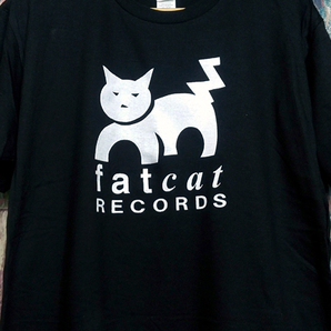 送込 fat cat RECORDS 半袖Tシャツ 黒色 XLサイズ の画像1