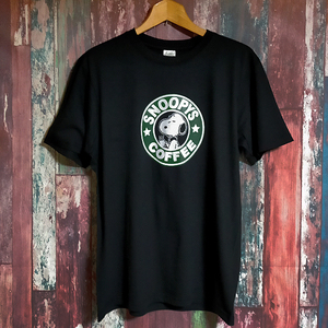 送込　SNOOPYS COFFEE　スヌーピーコーヒー　半袖Tシャツ　黒　XLサイズ 