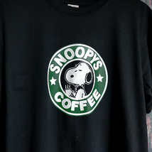 送込　SNOOPYS COFFEE　スヌーピーコーヒー　半袖Tシャツ　黒　XLサイズ _画像2